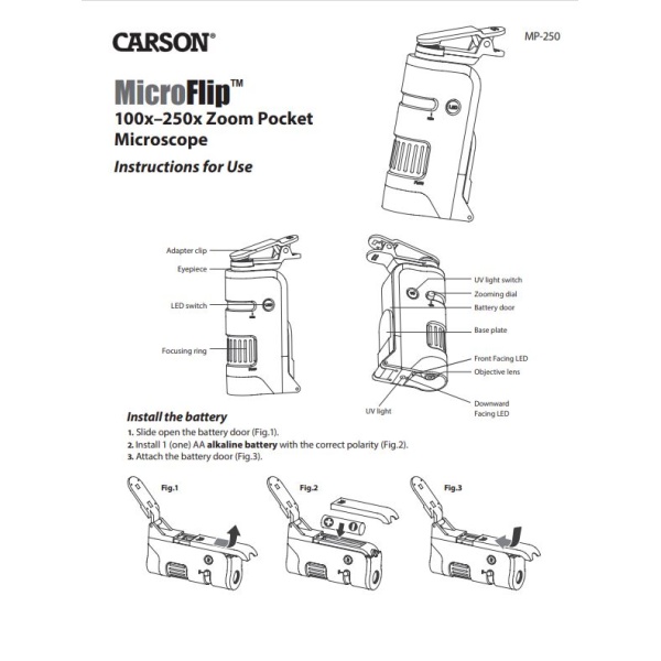 CARSON 100X TO 250X HIGH POWER POCKET MICROSCOPE - Rustbuster