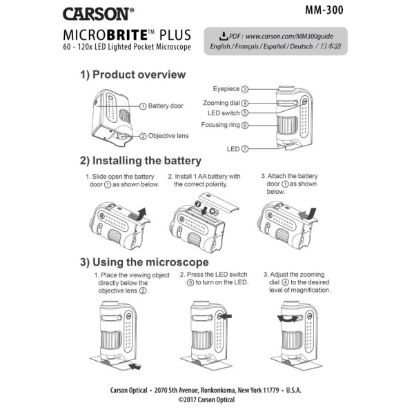 CARSON MICROBRITE PLUS POCKET MICROSCOPE - Rustbuster
